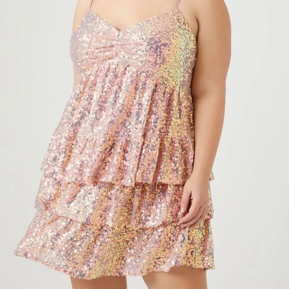 Plus Size Sequin Tiered Mini Dress - Picture 10 of 10